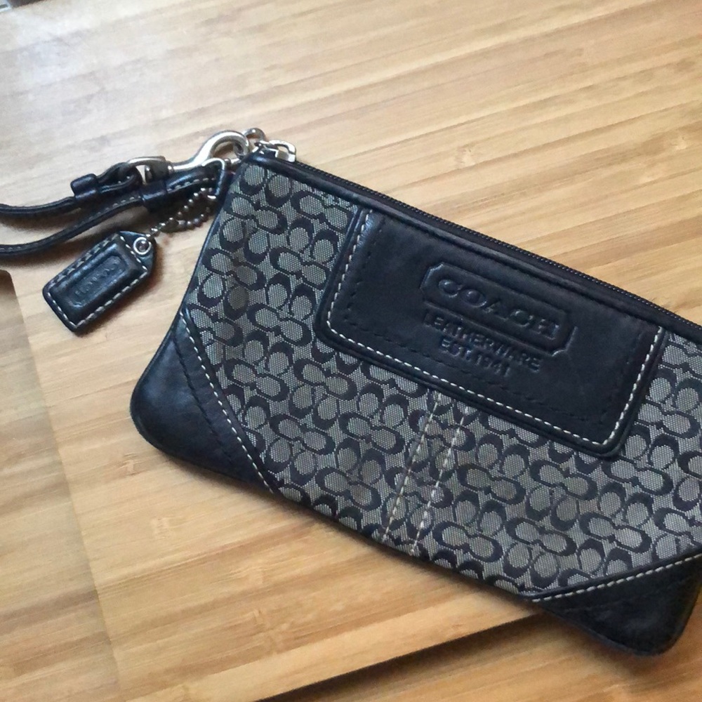 Coach black wristlet